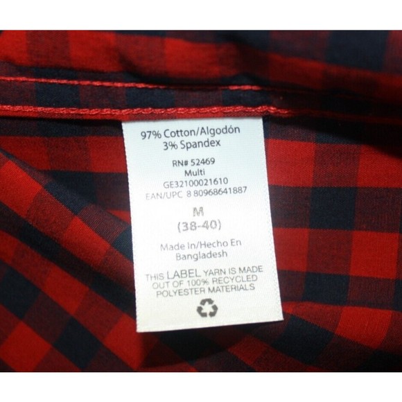 George Red & Black Plaid Mens Shirt Size M (38/40) LS Wrinkle Resistant NWT - Picture 9 of 9